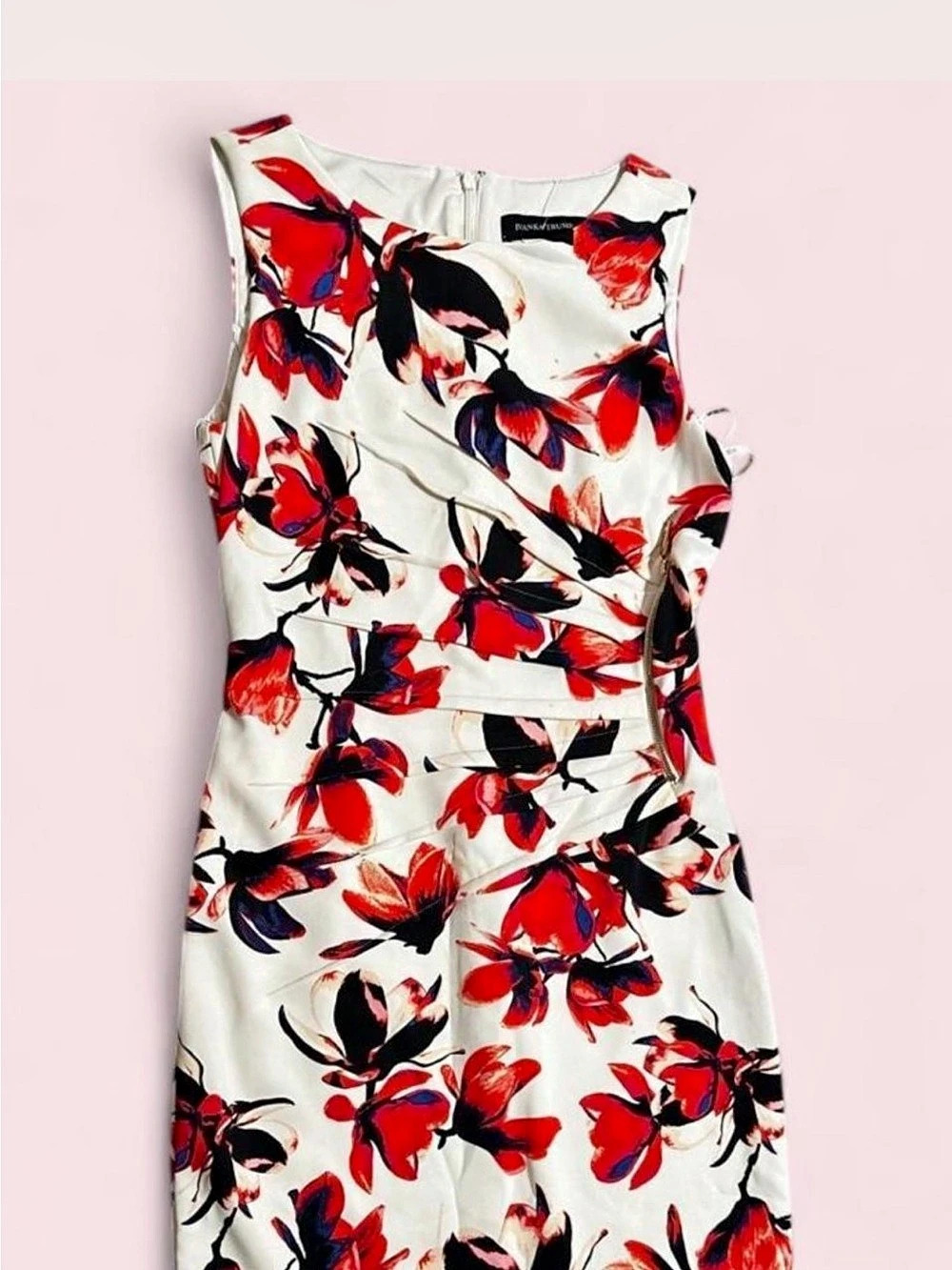 Ivanka Trump Floral Midi Dress White & Red NWOT